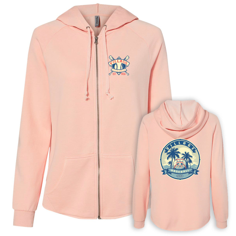 Village Baseball Sunset Womens Zip Up